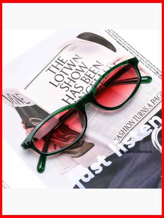 Small Oval Cat Eye Sunglasses, Lightweight Plastic Frame, UV400 Protection - Picture 6 of 7